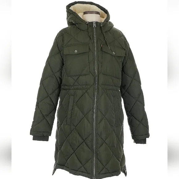 Levi's Olive Hooded Puffer Coat - Picture 1 of 12